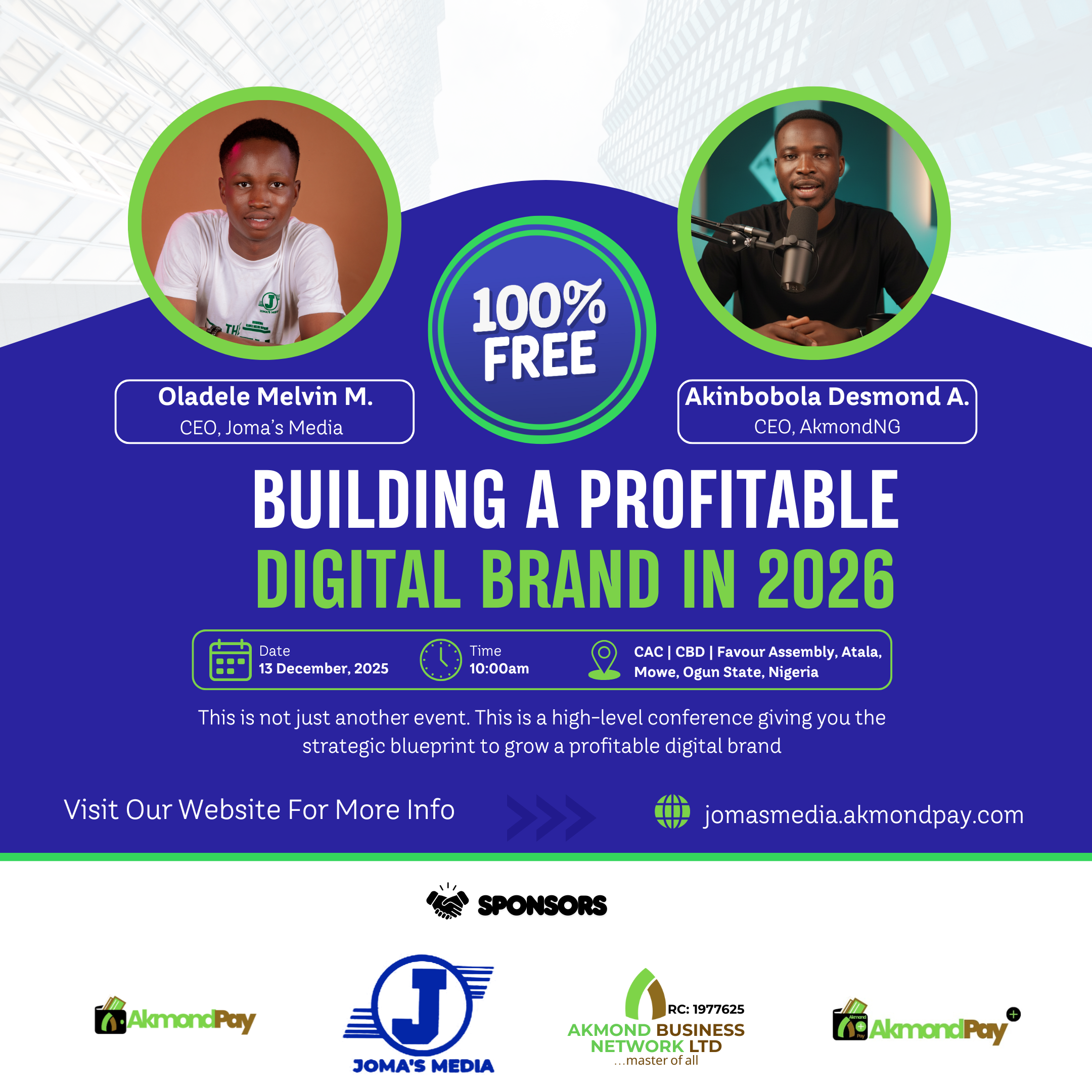 Building A Profitable Digital Brand in 2026 Conference Flyer